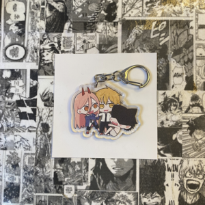 Llavero Chainsaw man Power, Denji y Beam