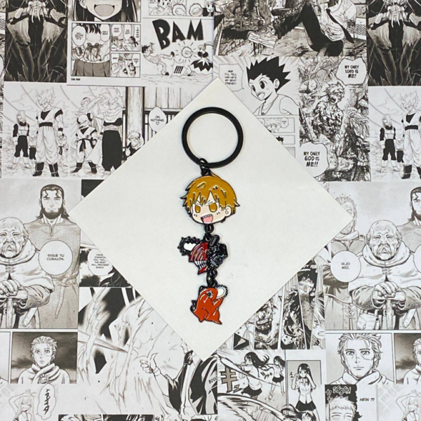 Llavero metalico Chainsaw man Denji y Pochita